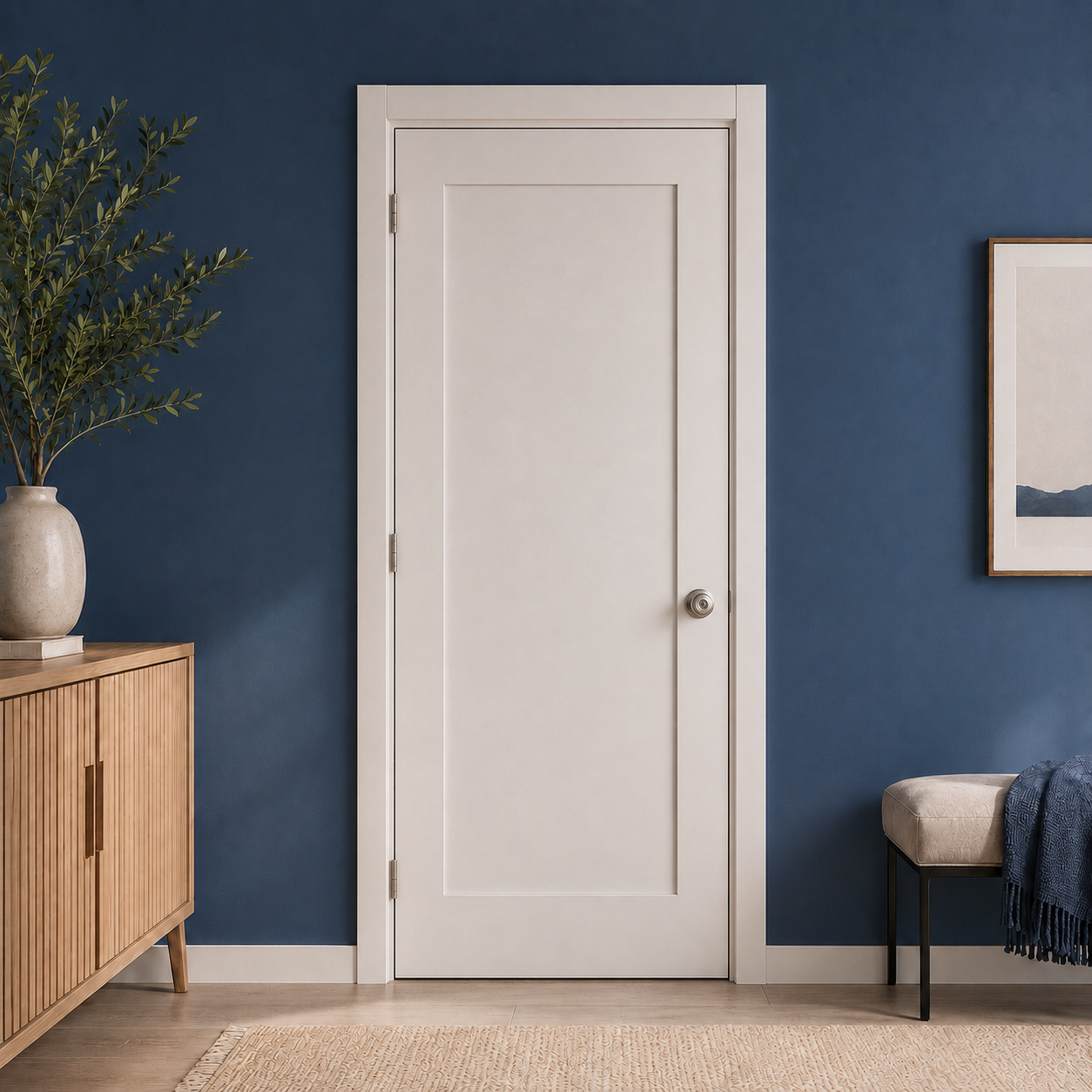 1P Shaker Flat Panel Primed Pine Door