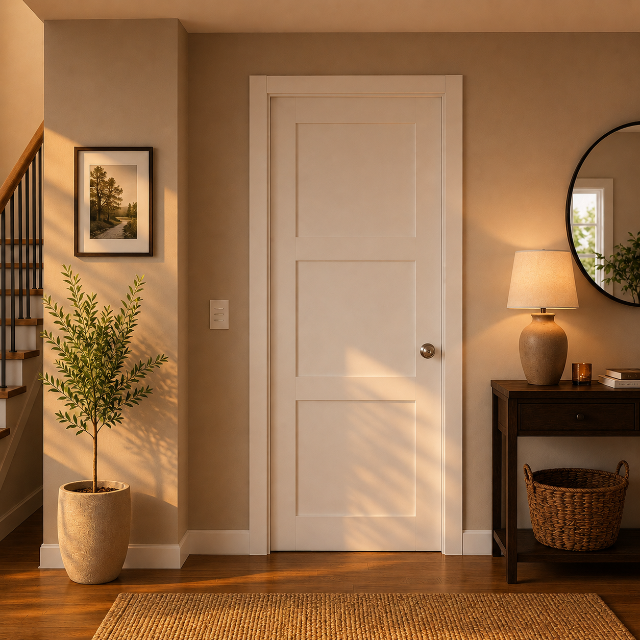 3P Shaker Flat Panel Primed Pine Door
